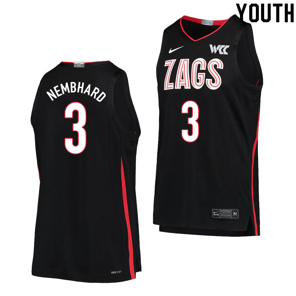 Youth #3 Andrew Nembhard Gonzaga Bulldogs College Basketball Jerseys Sale-Black - Click Image to Close